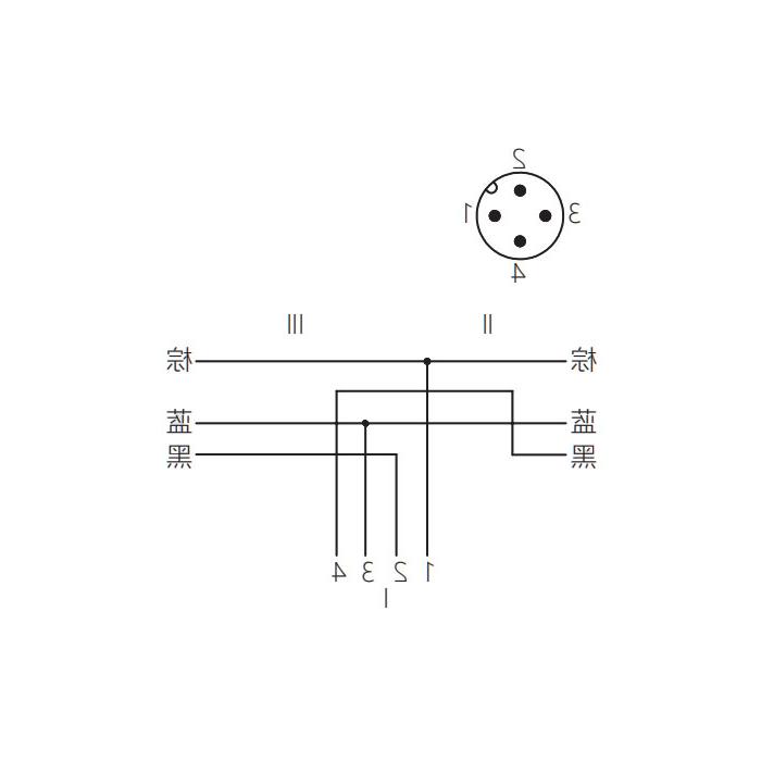 M12 4Pin male /2x free end, Y-shape precast PVC non-flexible cable, grey sheathed, 64SY03-XXX